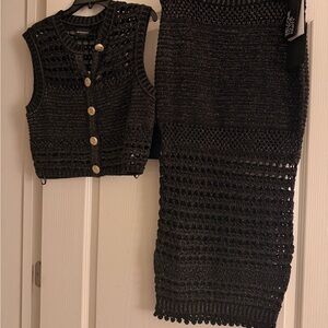 Retrofete Black Knit Buttoned Set